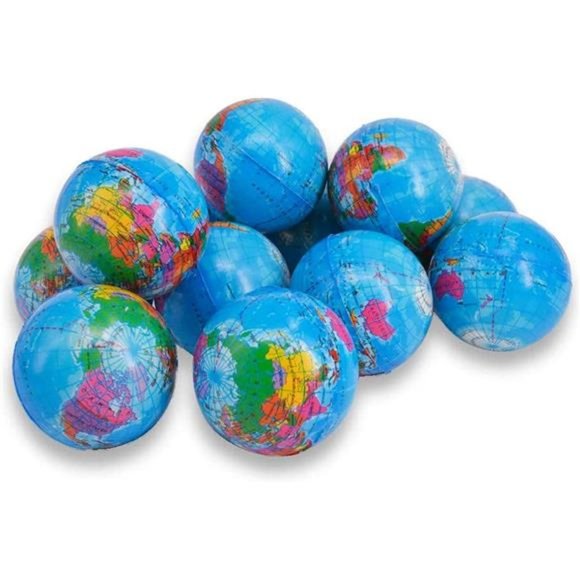24 Pack Squeezable World Stress Balls for Kids Mini World Globe Earth Ball - Picture 1 of 4